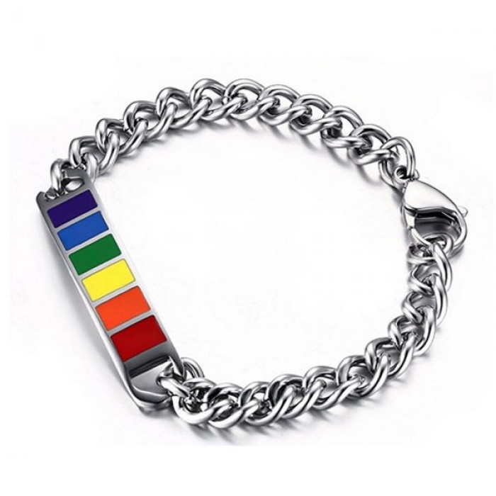 Pride Rainbow Tag Chain Bracelet (1 PC)