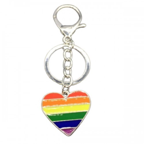 Pride Rainbow Heart Keychain