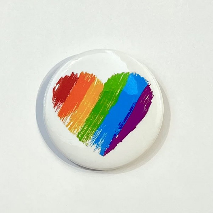 Pride Rainbow Heart White Round Pin
