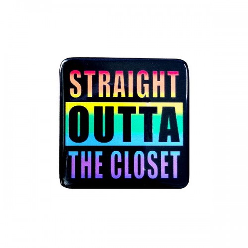 Pride Straight Outta The Closet Square Pin