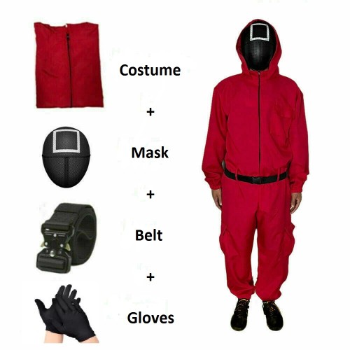 Squid Game Costume - The Guard ( Costume + Mask + Belt + Gloves )