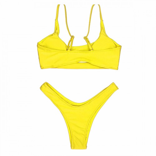 Swimwear Underboob Bikini Yellow Set