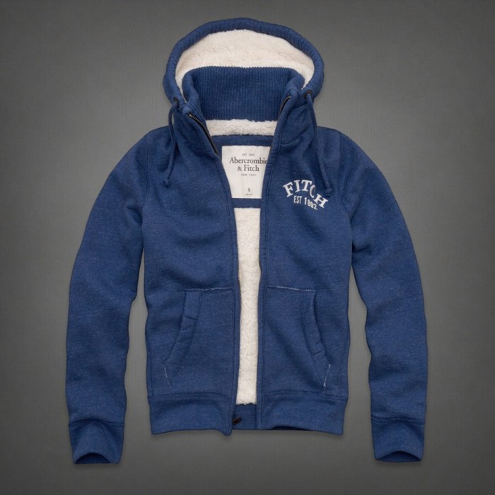 Abercrombie & Fitch Fur Lining Blue Men Hoodie 
