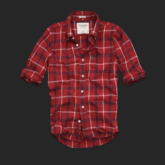 Abercrombie & Fitch Red Plaid Men Shirt