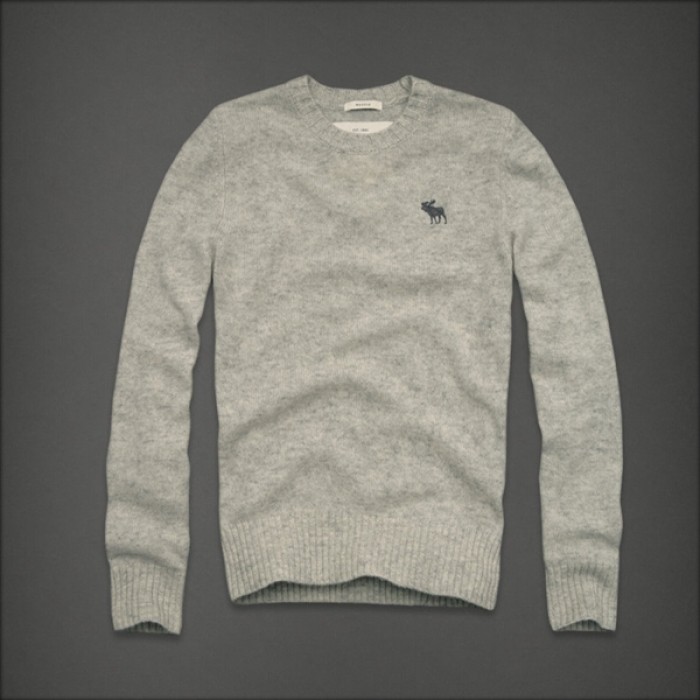Abercrombie & Fitch Light Grey Dark Grey Moose Men Sweater