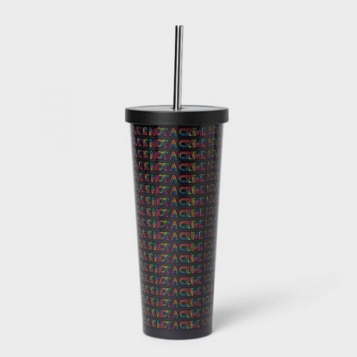Pride Tumbler With Straw Love is Not a Crime