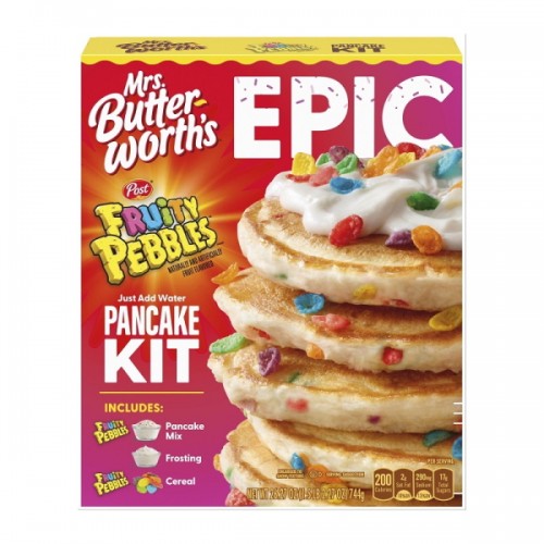 Mrs Butterworth's EPIC Fruity Pebbles Pancake Kit