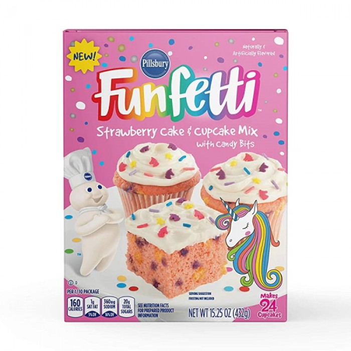 Pillsbury Funfetti Strawberry Cake & Cupcake Mix with Candy Bits