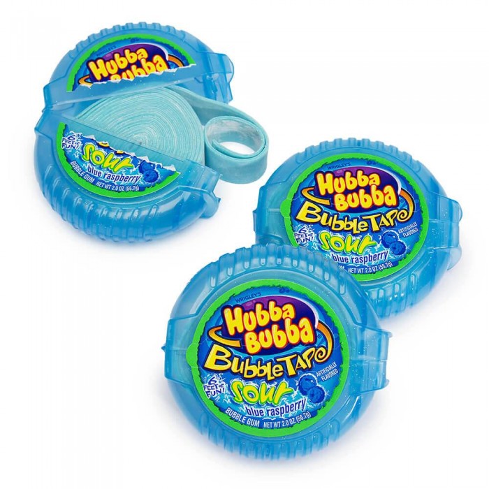 Hubba Bubba Gum Tape Sour Blue Raspberry Flavor