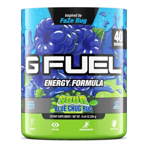 G Fuel Energy Formula Drink Mix Faze Rug Sour Blue Chug Rug Raspberry