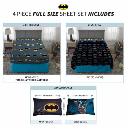 Batman 4 Piece Full Sheet Set