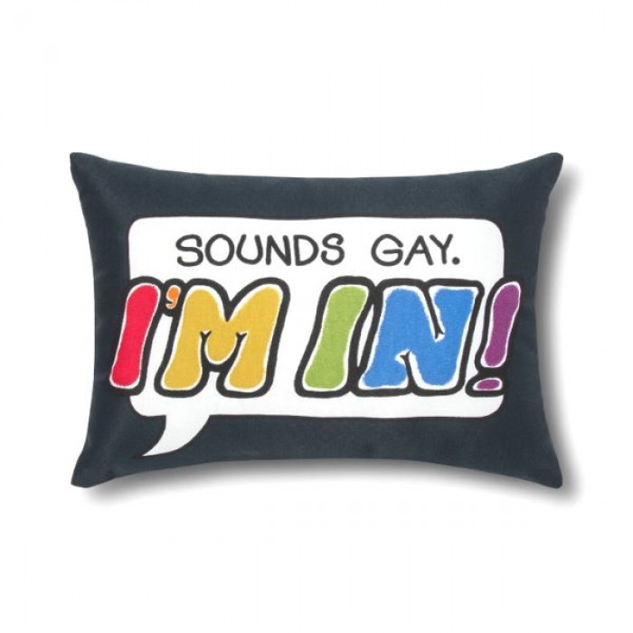 Pride Throw Pillow Sounds Gay I'm In White